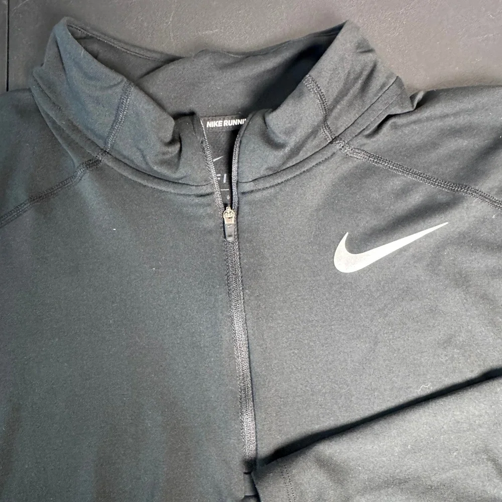 Nike Mens Stride Dri-FIT 1/4 Zip Running Top Black Long Sleeve Pullover Jacket
